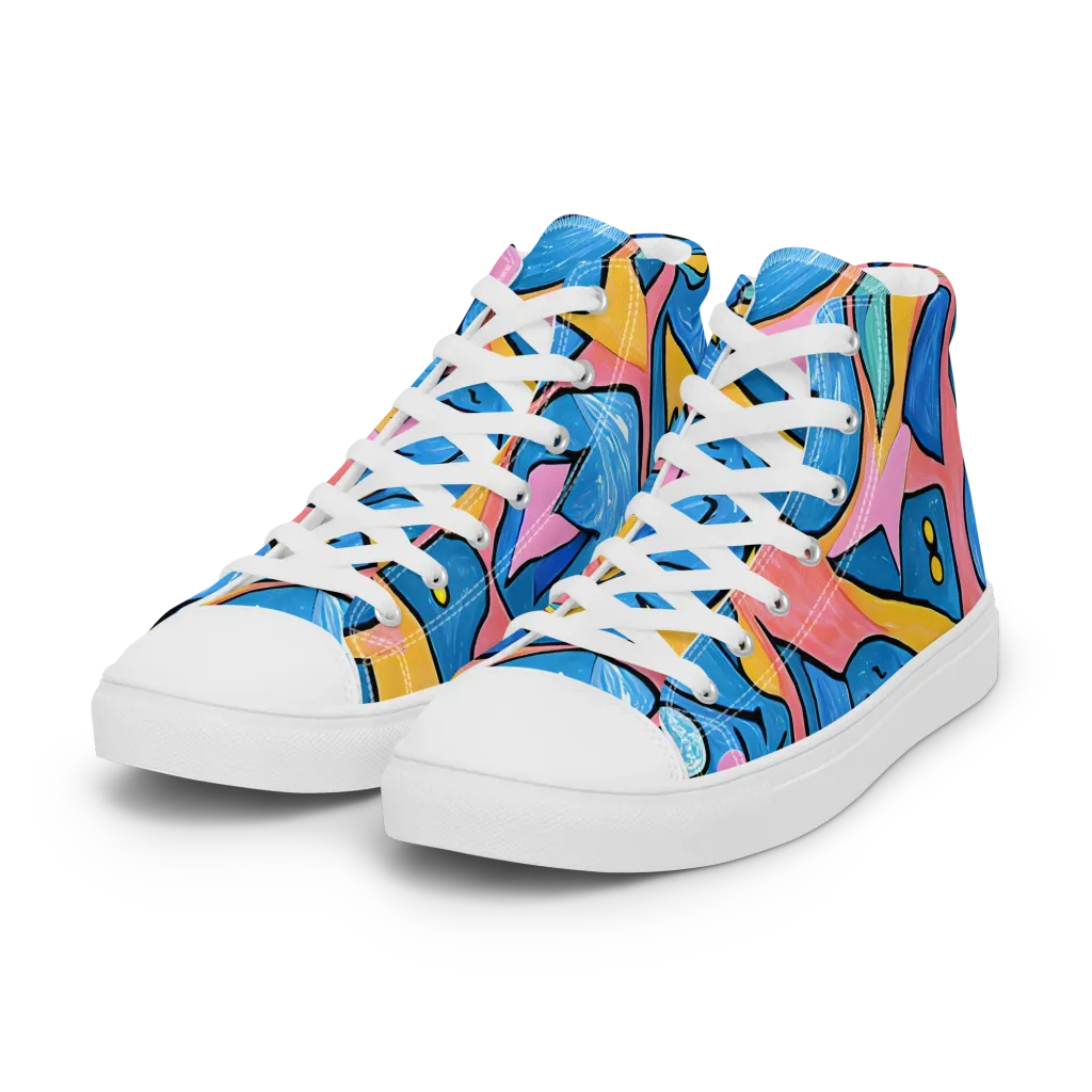Pop Tide on Women's High Top Canvas Shoes — Left Front