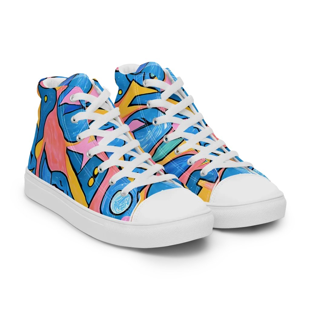 Pop Tide on Women's High Top Canvas Shoes — Right Front