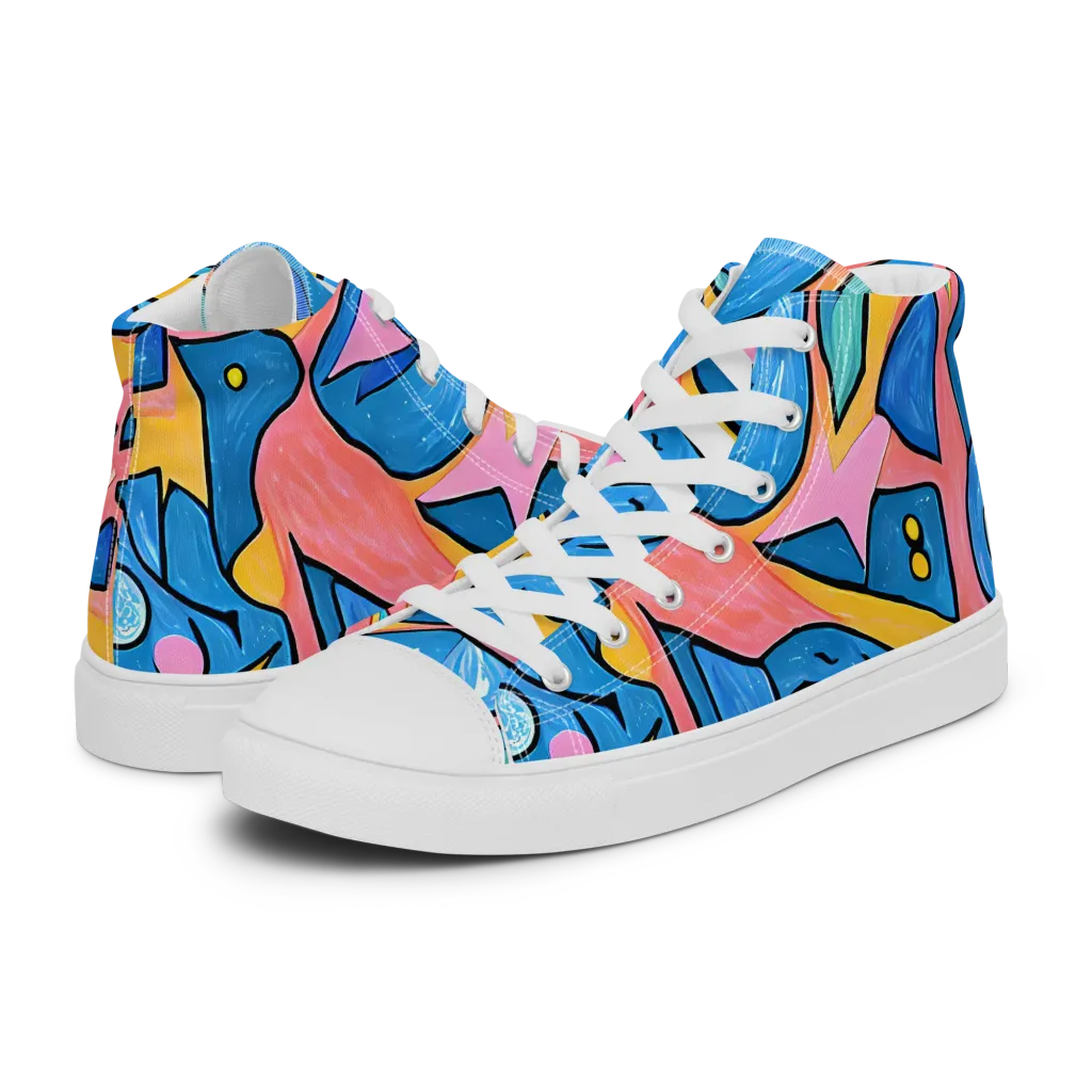 Pop Tide on Women's High Top Canvas Shoes — Left
