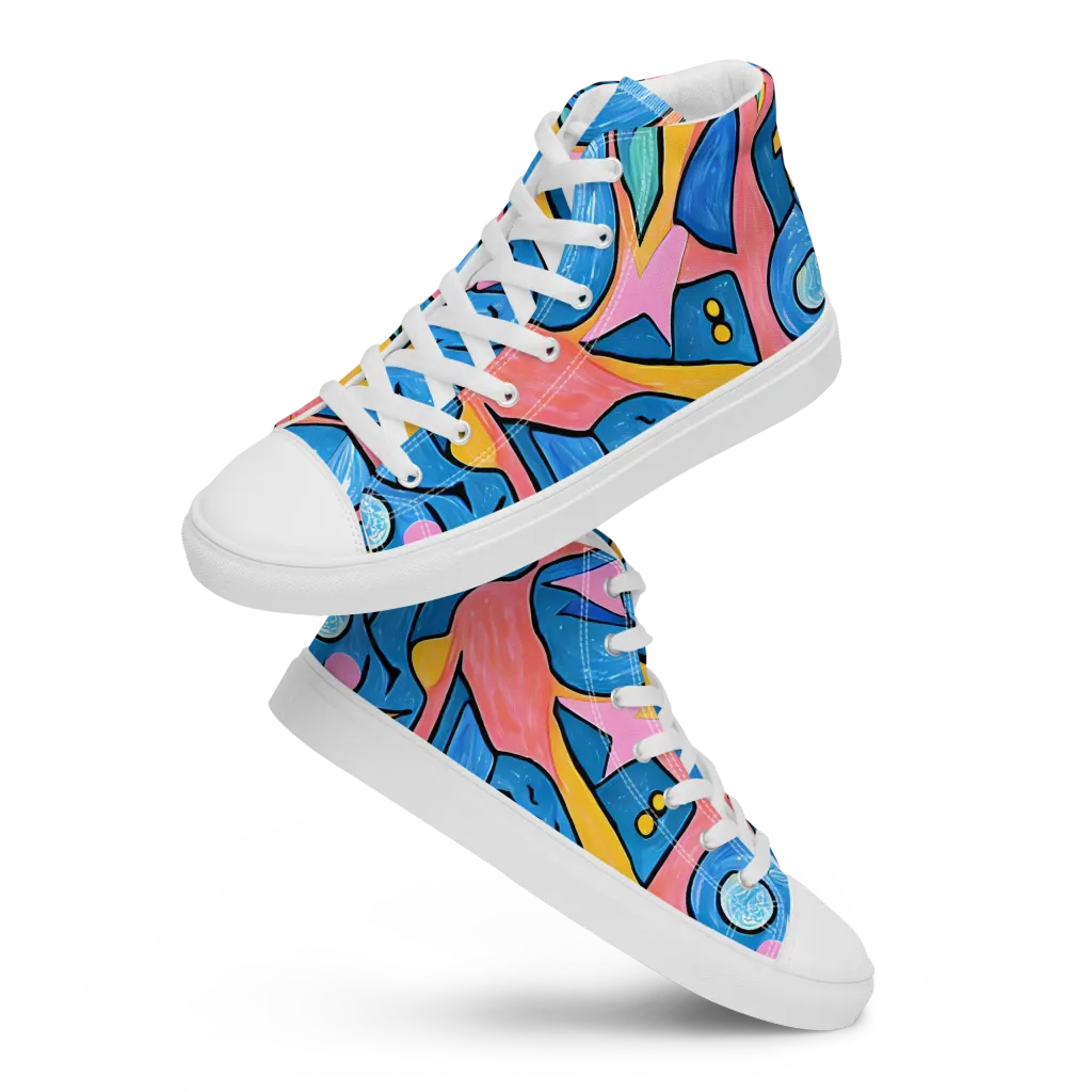 Pop Tide on Women's High Top Canvas Shoes — Front