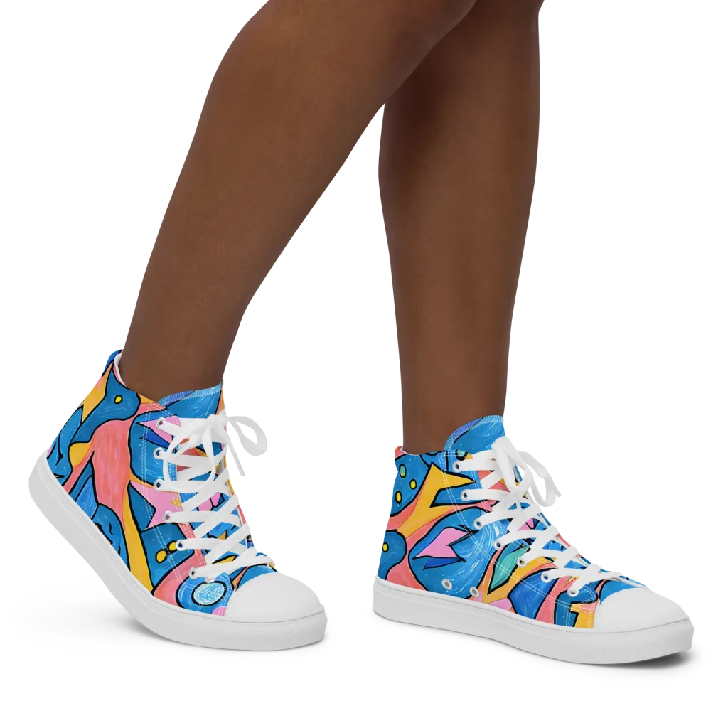 Pop Tide on Women's High Top Canvas Shoes — Right