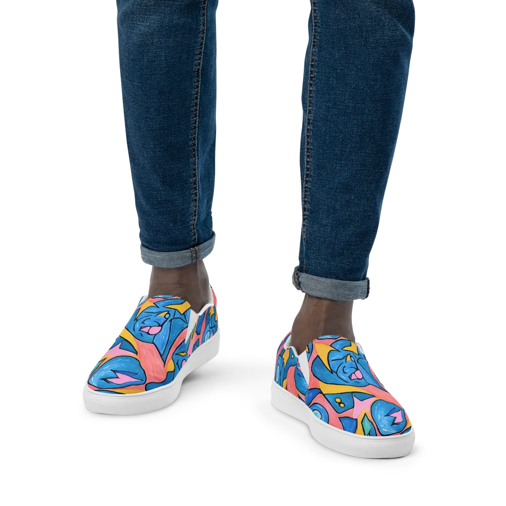 Pop Tide on Men's Slip-On Canvas Shoes — Front