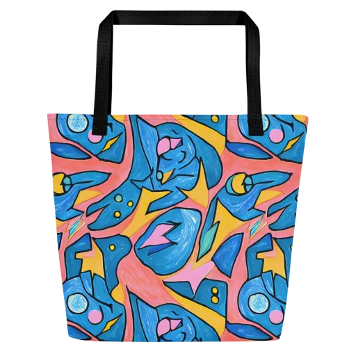Pop Tide on a Large Tote Bag W/ Pocket