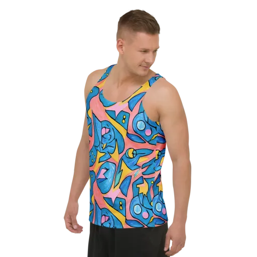 Pop Tide on a Men's Tank Top