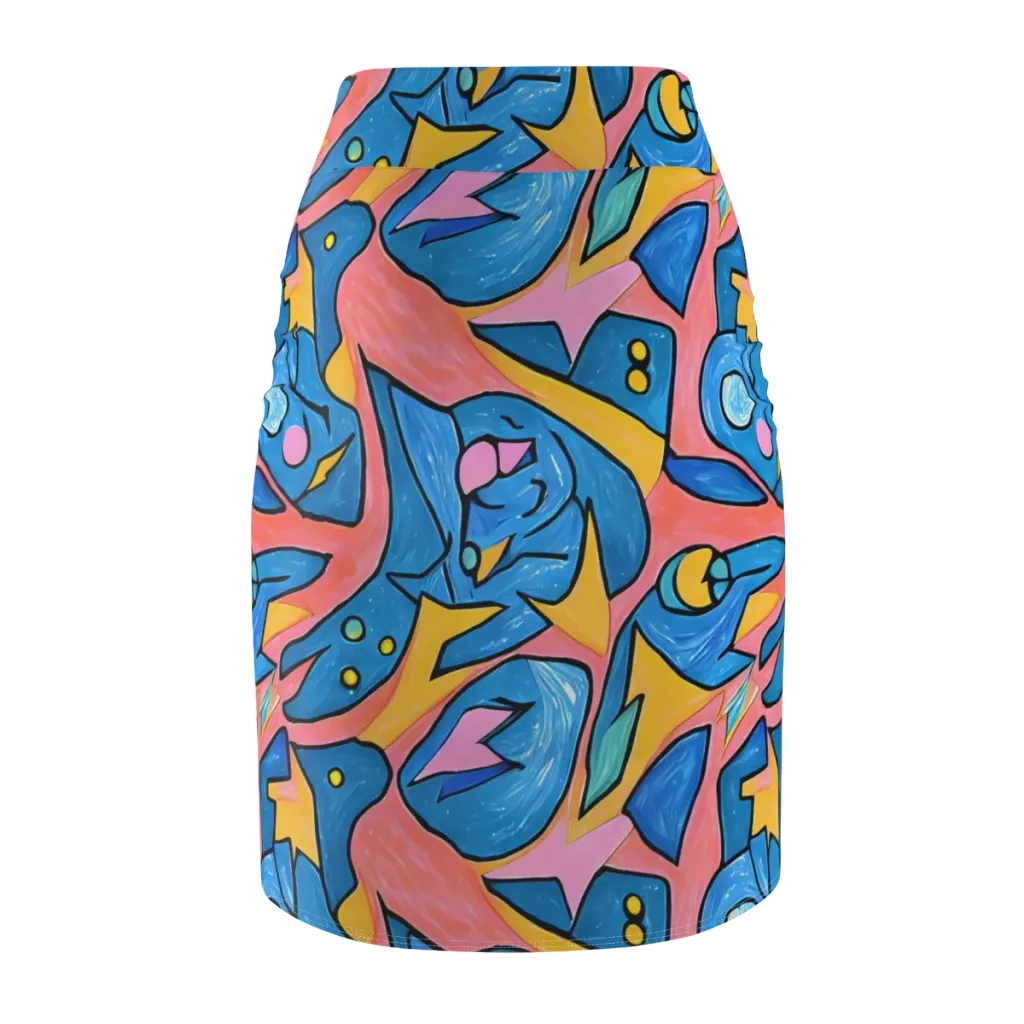 Pop Tide on Pencil Skirt — Back