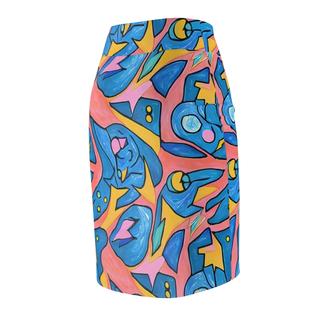 Pop Tide on Pencil Skirt — Back Side