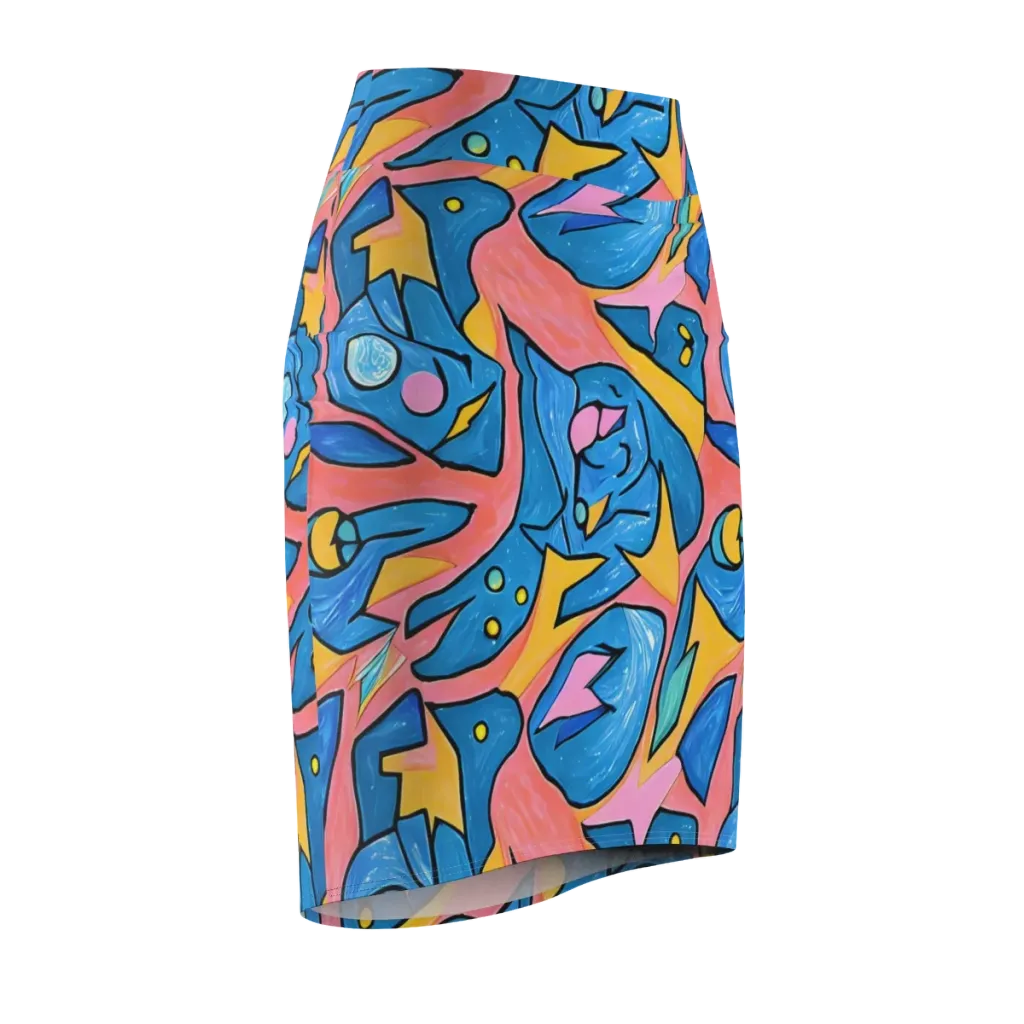 Pop Tide on Pencil Skirt — Front Side