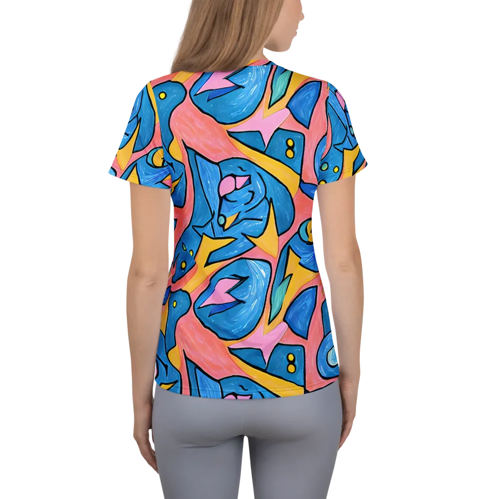 Pop Tide on Women's Athletic T-Shirt — Back