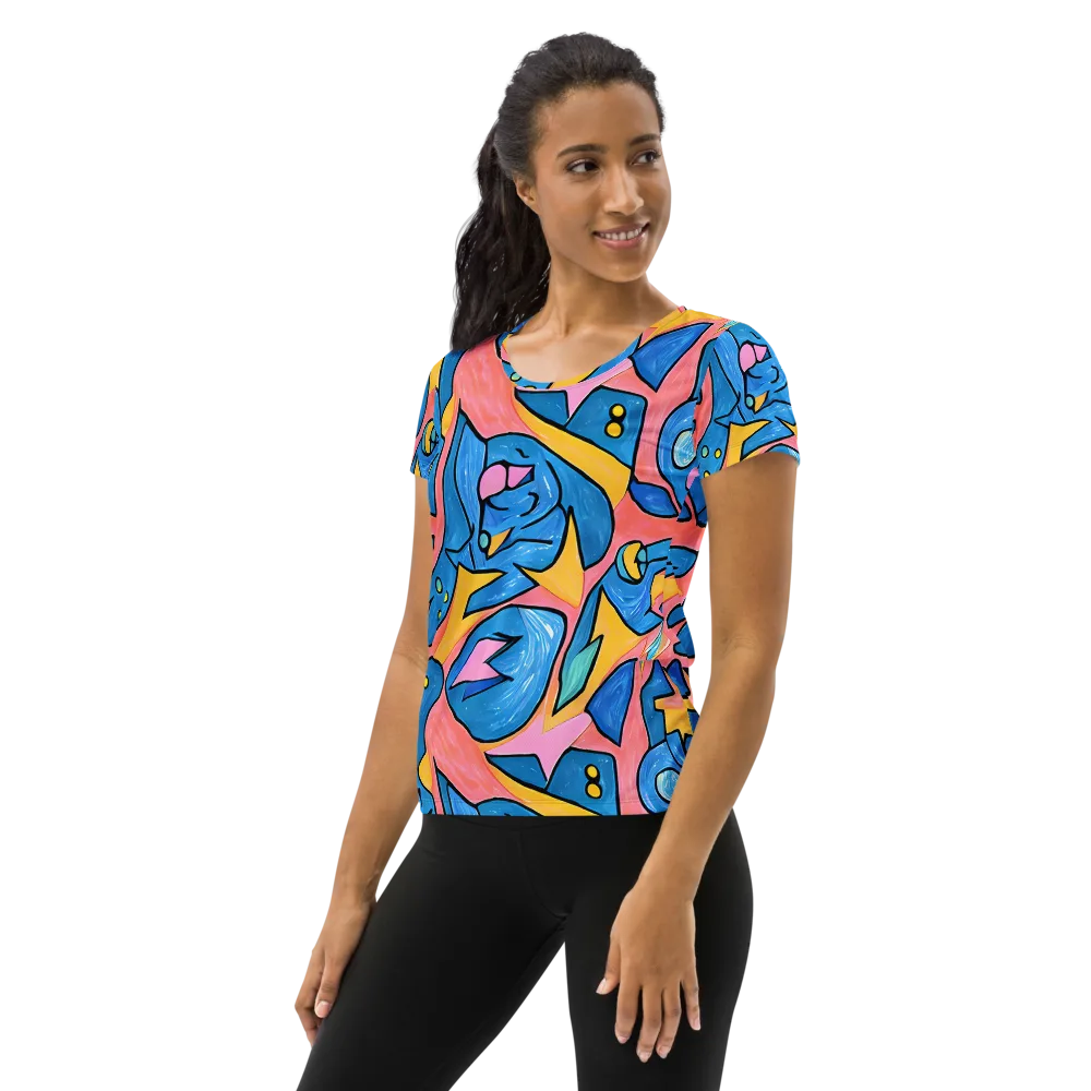 Pop Tide on Women's Athletic T-Shirt — Left