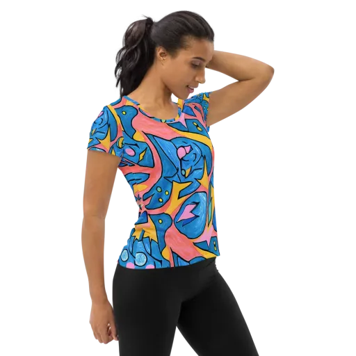 Pop Tide on a Women's Athletic T-Shirt
