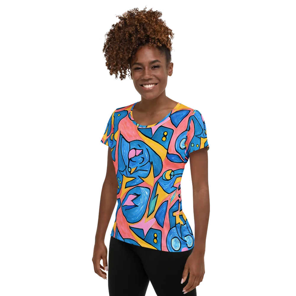 Pop Tide on Women's Athletic T-Shirt — Left