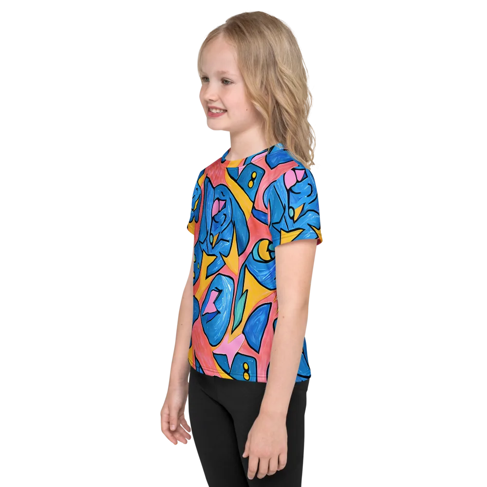 Pop Tide on Kids Crew Neck T-Shirt — Left