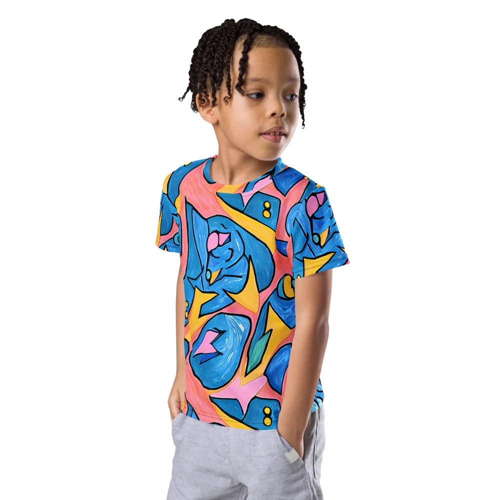 Pop Tide on Kids Crew Neck T-Shirt — Left Front