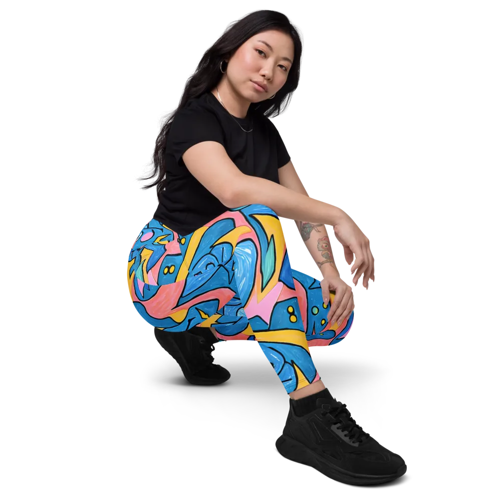 Pop Tide on Leggings with Pockets — Right Front