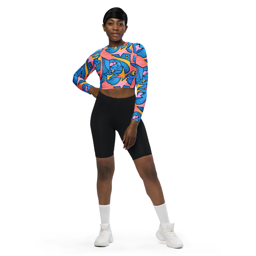 Pop Tide on Long Sleeve Crop Top — Front