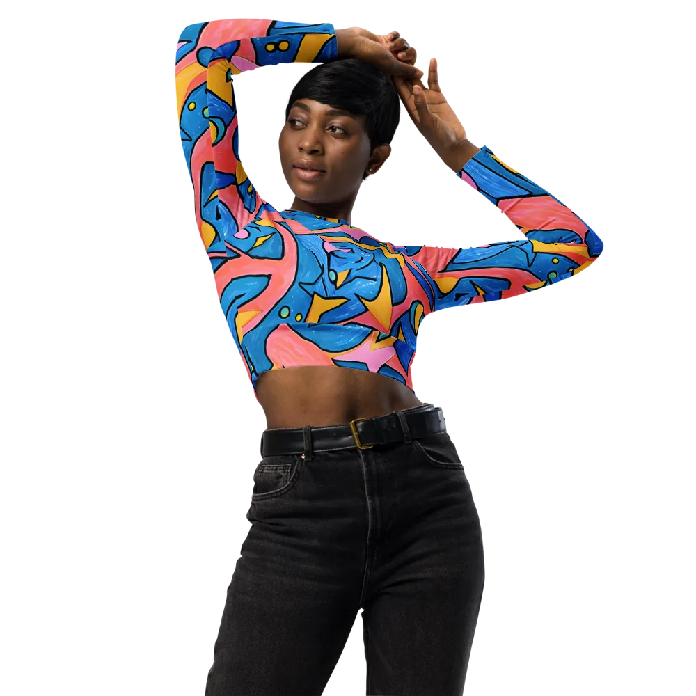 Pop Tide on Long Sleeve Crop Top — Front