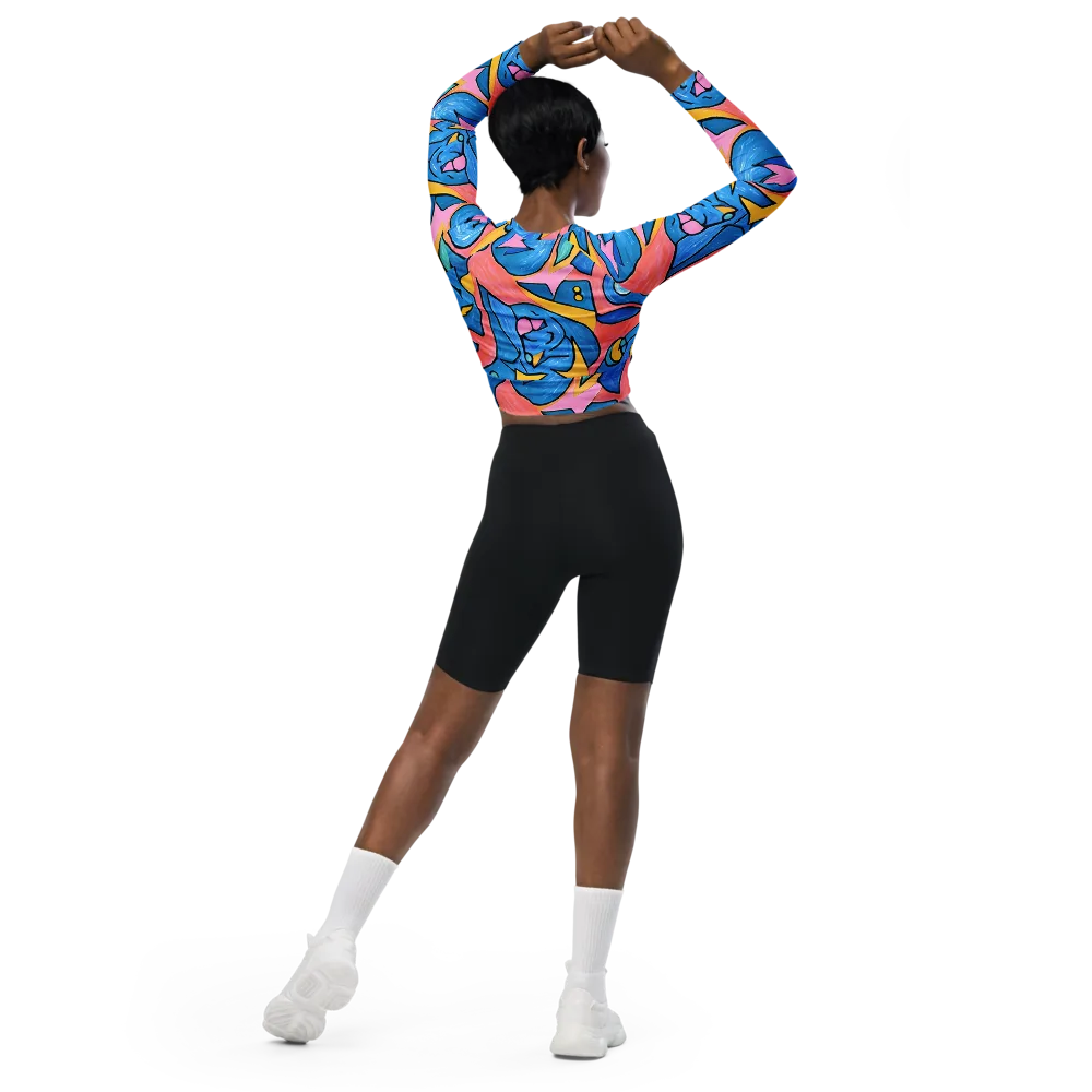 Pop Tide on Long Sleeve Crop Top — Back