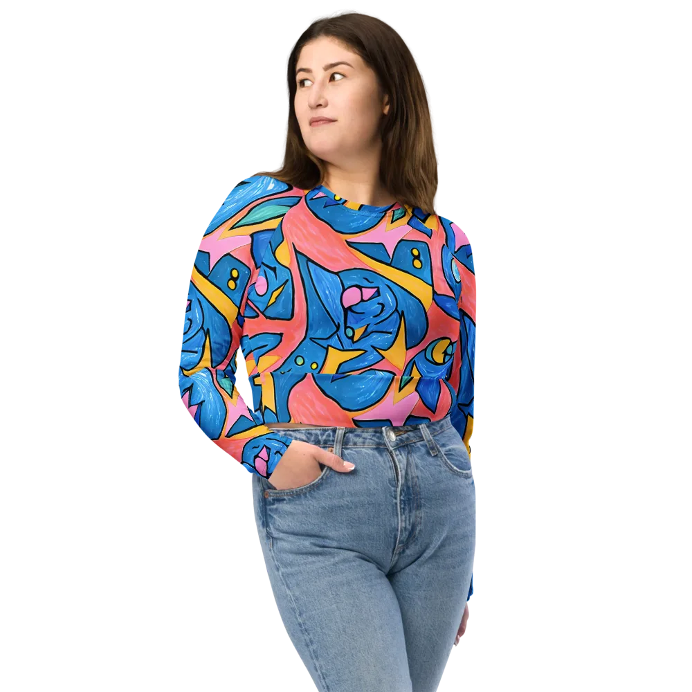 Pop Tide on Long Sleeve Crop Top — Front
