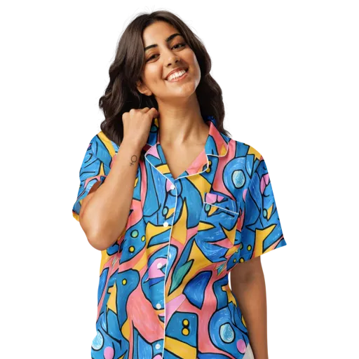 Pop Tide on a Women's Short Sleeve Pajama Top