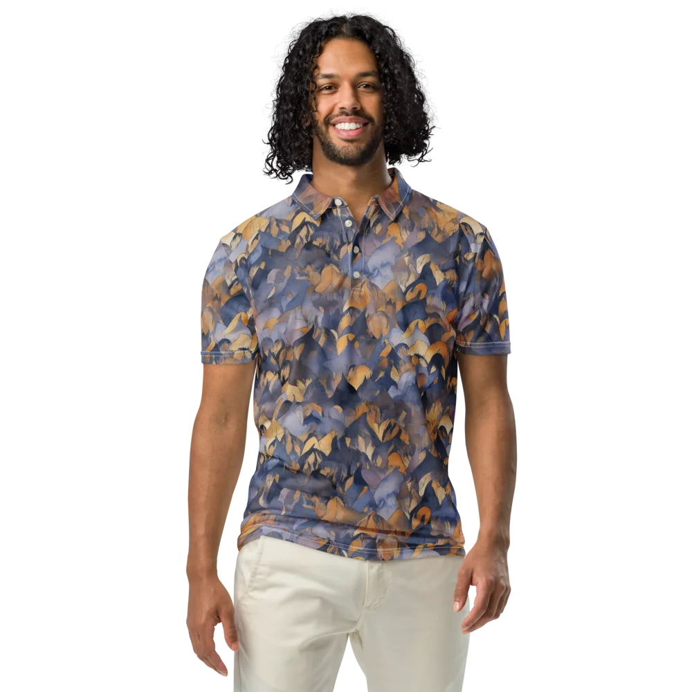 Indigo Petal Drift on Men's Slim Fit Polo Shirt — Front