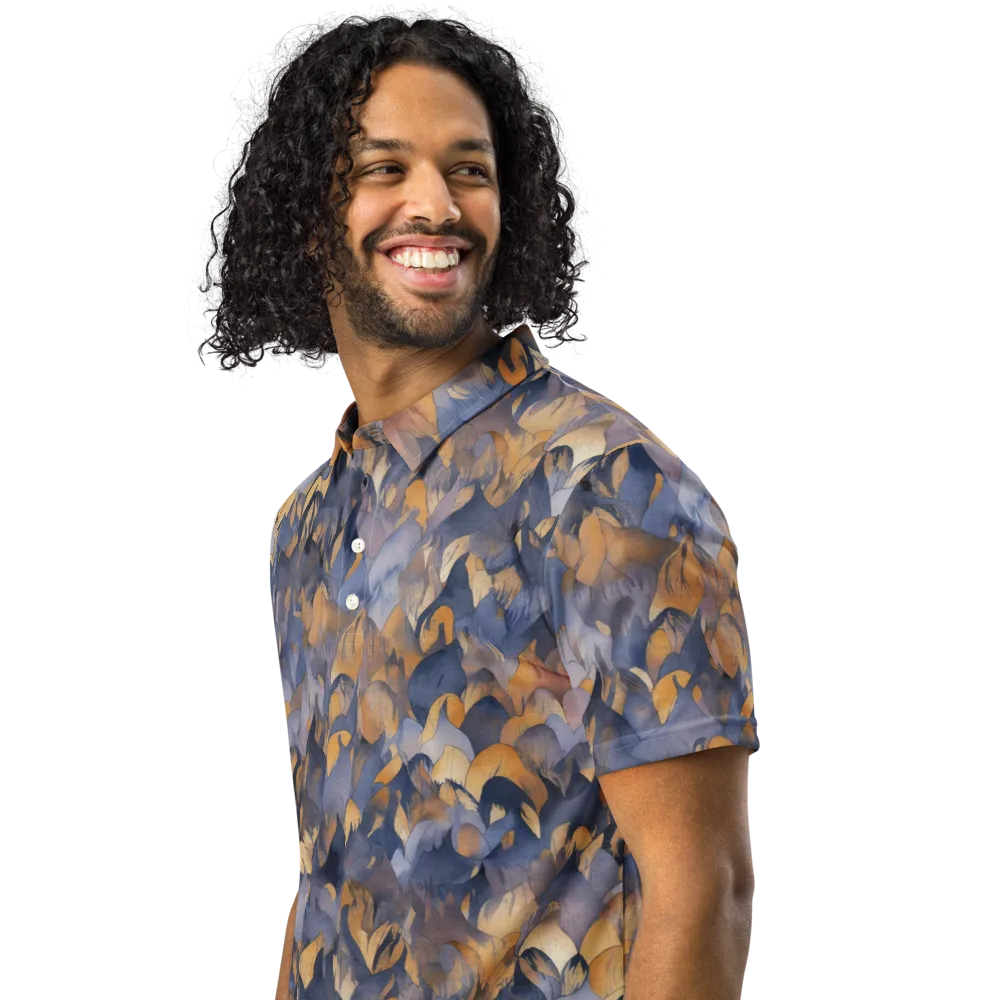 Indigo Petal Drift on Men's Slim Fit Polo Shirt — Left Front