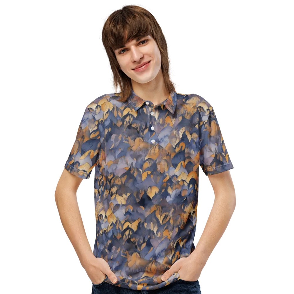 Indigo Petal Drift on Men's Slim Fit Polo Shirt — Front
