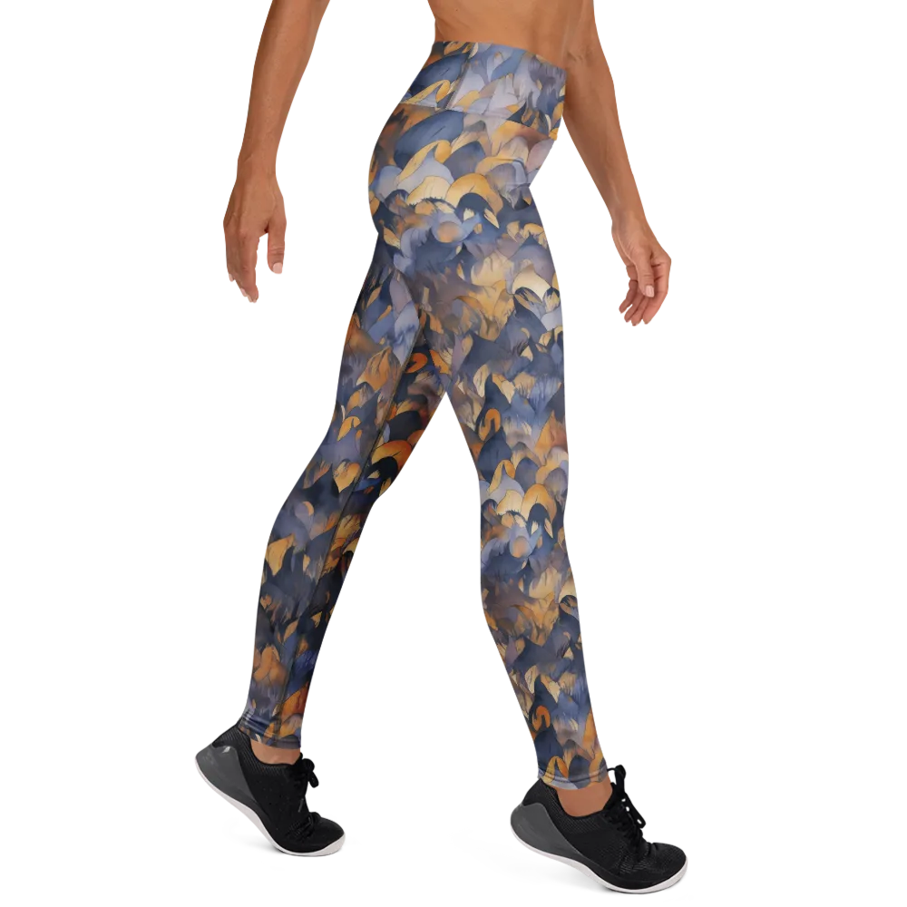 Indigo Petal Drift on Yoga Leggings — Right
