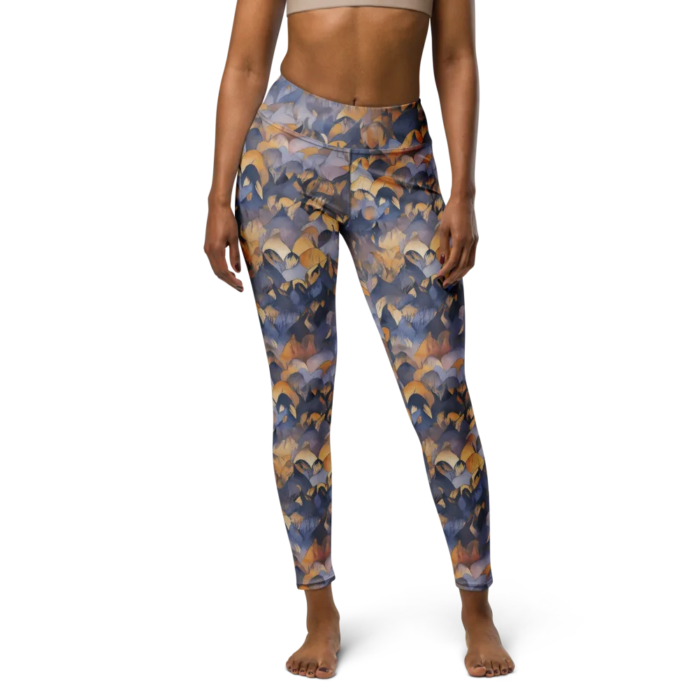 Indigo Petal Drift on Yoga Leggings — Front