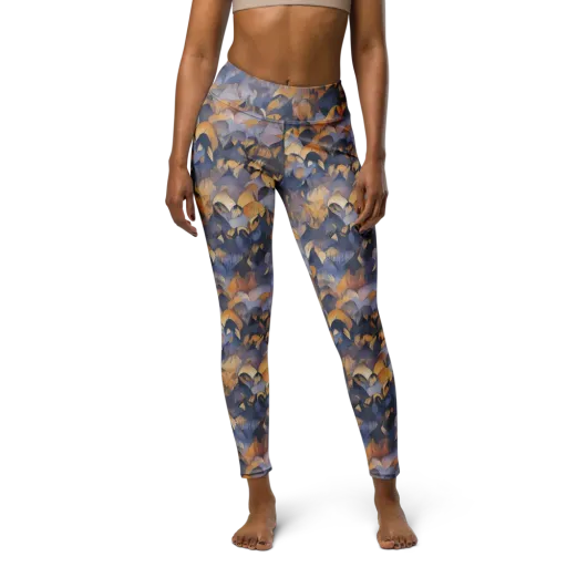 Indigo Petal Drift on a Yoga Leggings