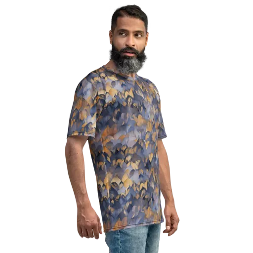 Indigo Petal Drift on a Men's Crew Neck T-Shirt