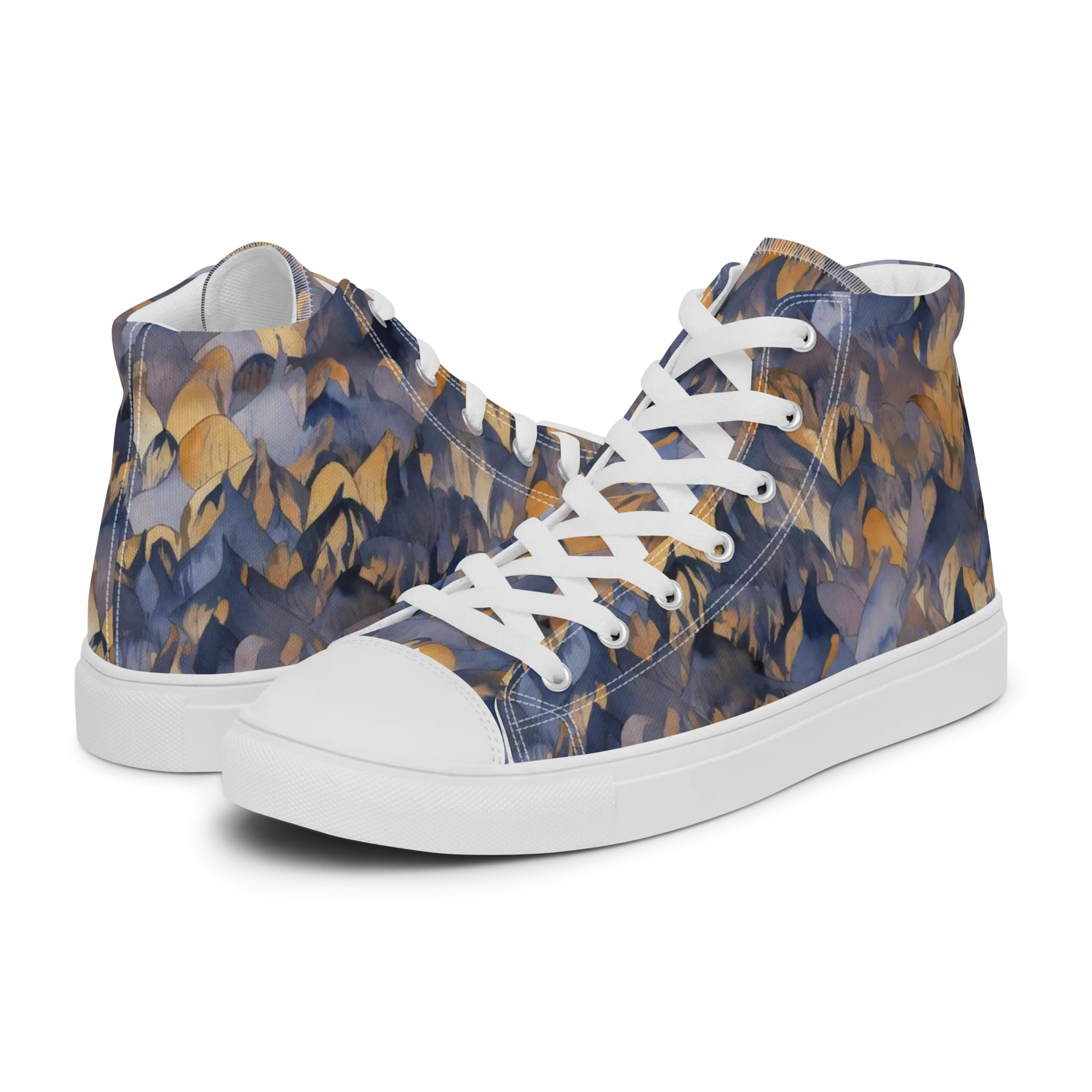 Indigo Petal Drift on Men's High Top Canvas Shoes — Left