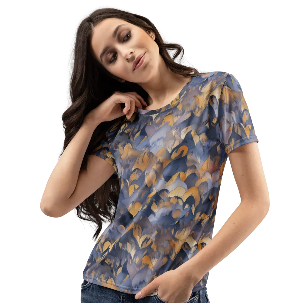 Indigo Petal Drift on Women's Crew Neck T-Shirt — Left Front