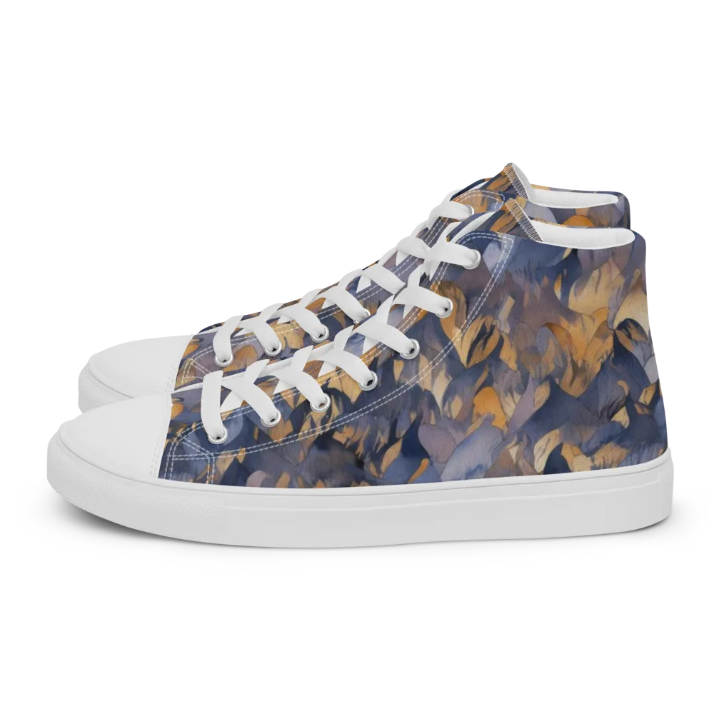 Indigo Petal Drift on Women's High Top Canvas Shoes — Left