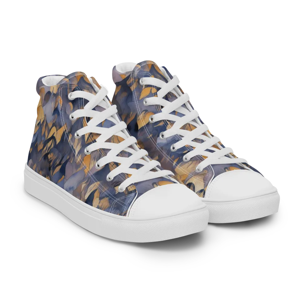 Indigo Petal Drift on Women's High Top Canvas Shoes — Right Front