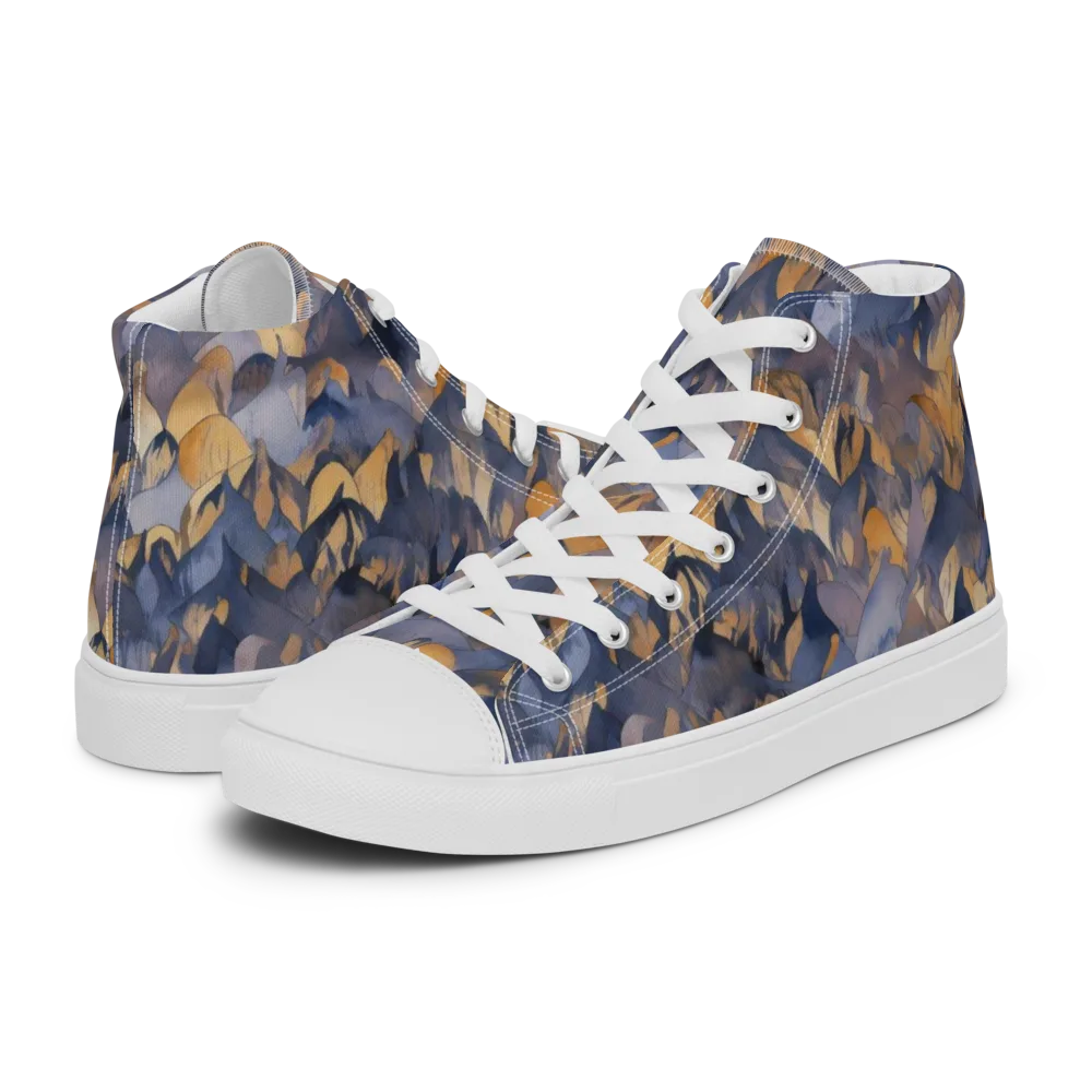 Indigo Petal Drift on Women's High Top Canvas Shoes — Left
