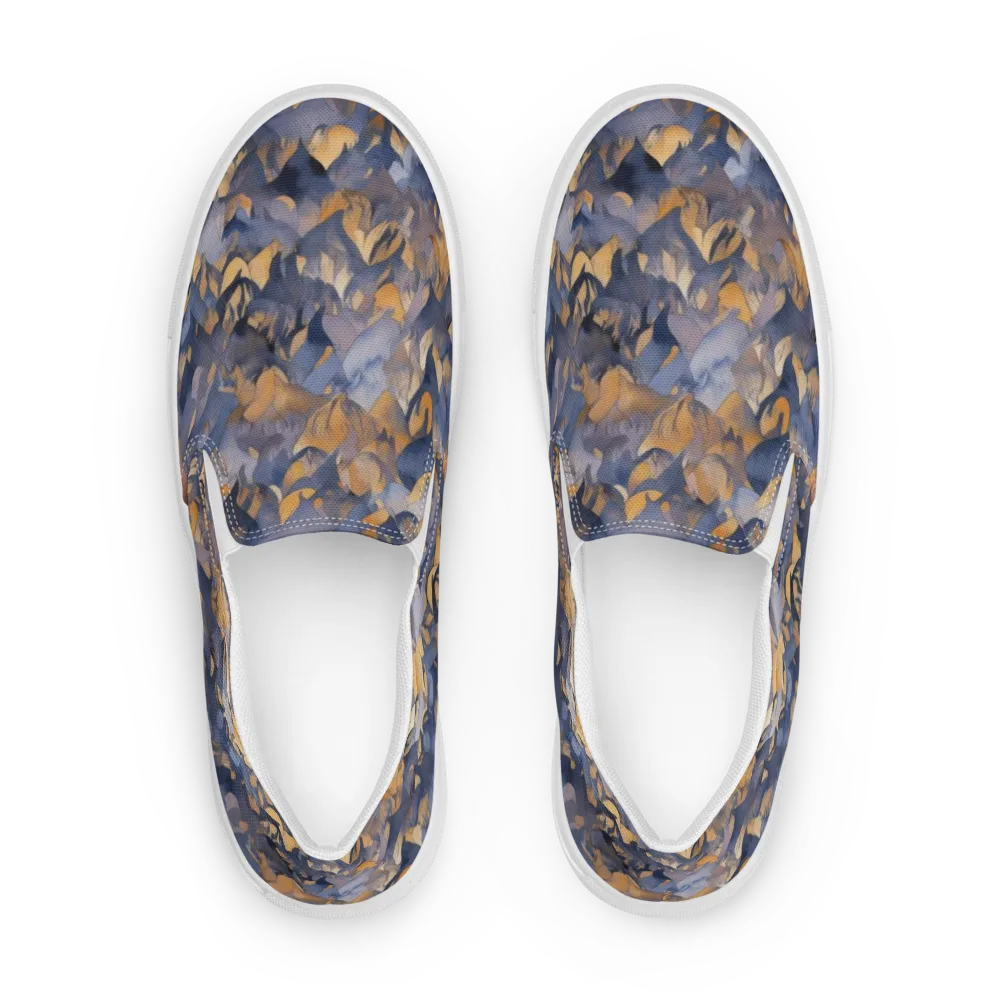 Indigo Petal Drift on Men's Slip-On Canvas Shoes — Front