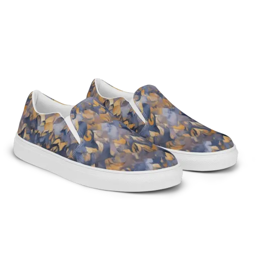 Indigo Petal Drift on a Men's Slip-On Canvas Shoes