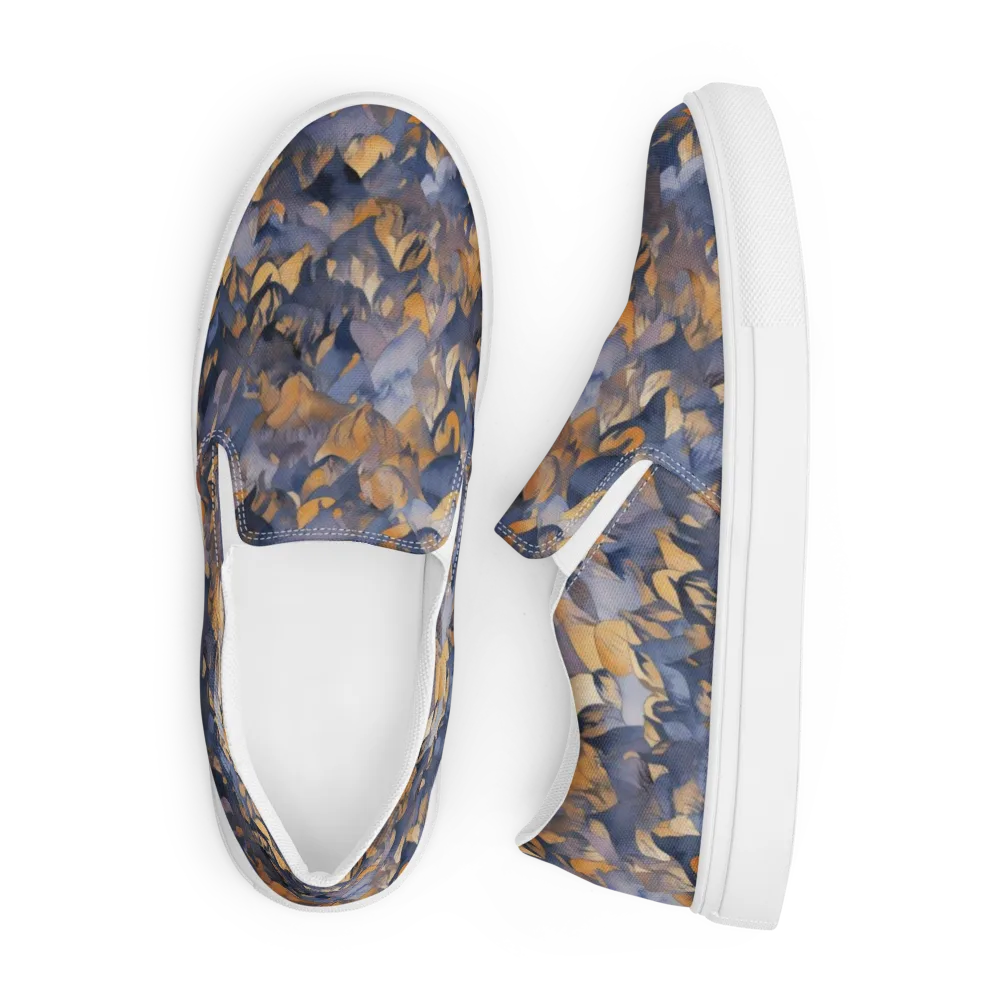 Indigo Petal Drift on Men's Slip-On Canvas Shoes — Front