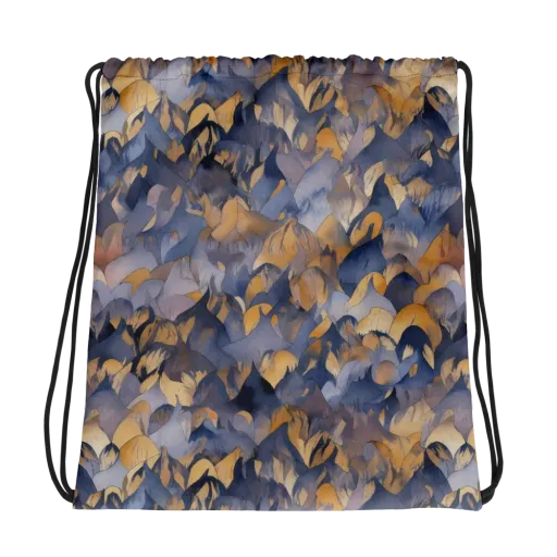 Indigo Petal Drift on a Drawstring Bag