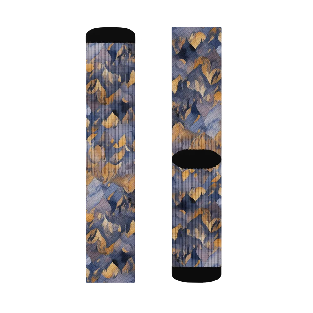 Indigo Petal Drift on Socks — Left Sock
