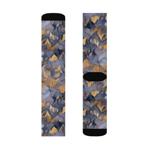 Indigo Petal Drift on a Socks
