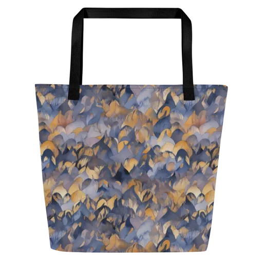 Indigo Petal Drift on a Large Tote Bag W/ Pocket