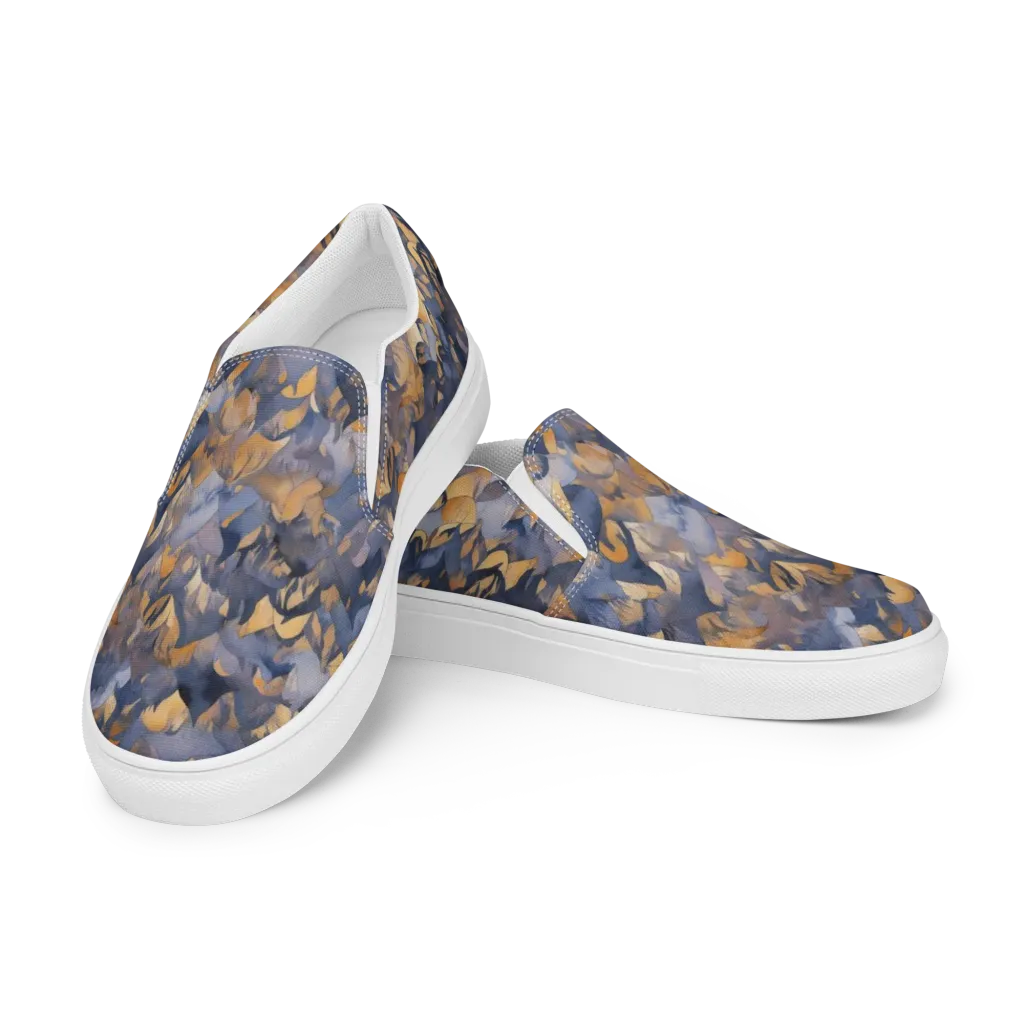 Indigo Petal Drift on Women's Slip-On Canvas Shoes — Left Front