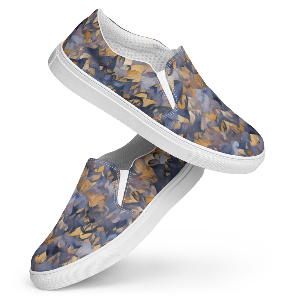 Indigo Petal Drift on Women's Slip-On Canvas Shoes — Front
