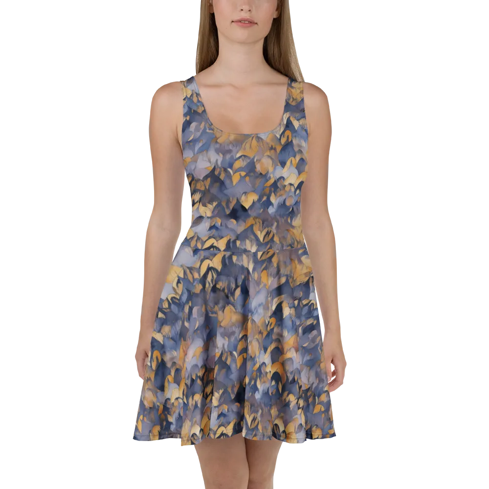 Indigo Petal Drift on Skater Dress — Front