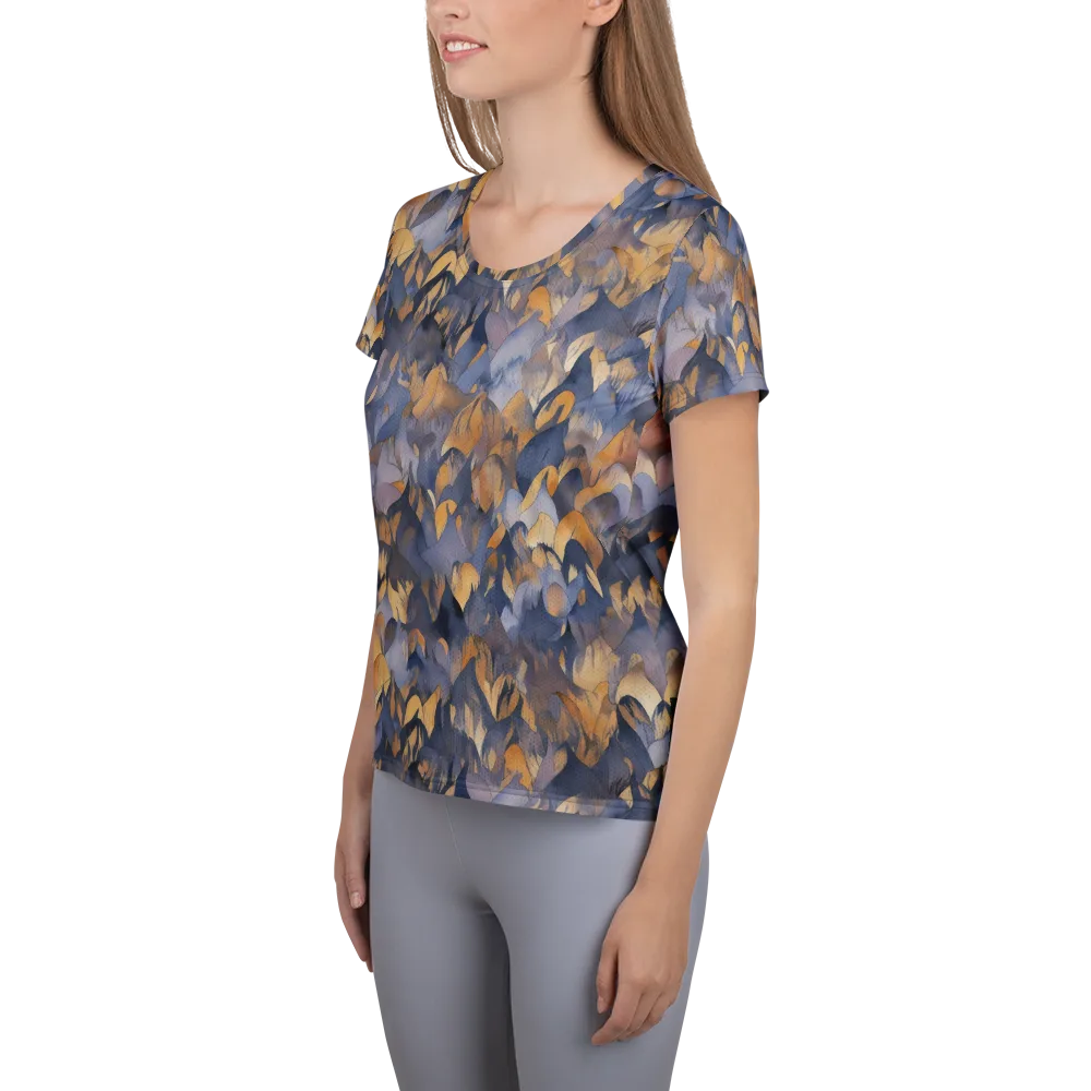Indigo Petal Drift on Women's Athletic T-Shirt — Left