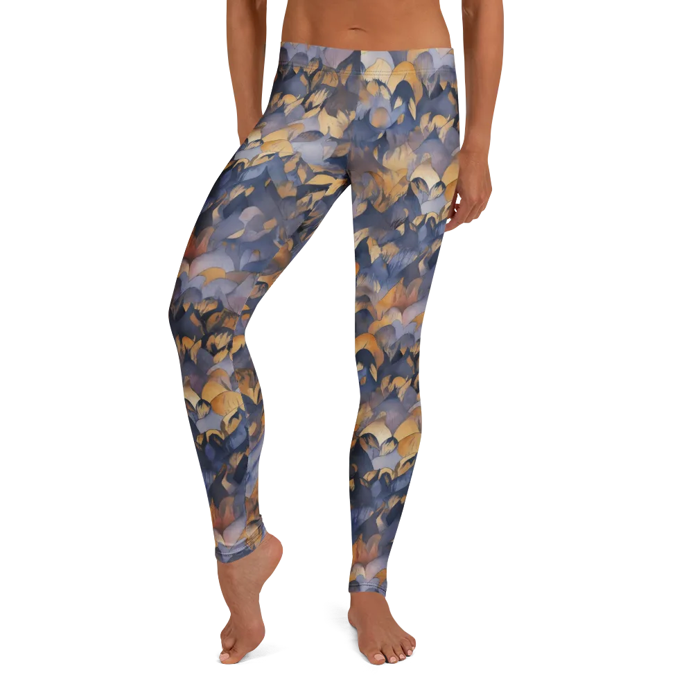 Indigo Petal Drift on Leggings — Front
