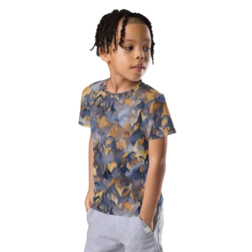 Indigo Petal Drift on a Kids Crew Neck T-Shirt