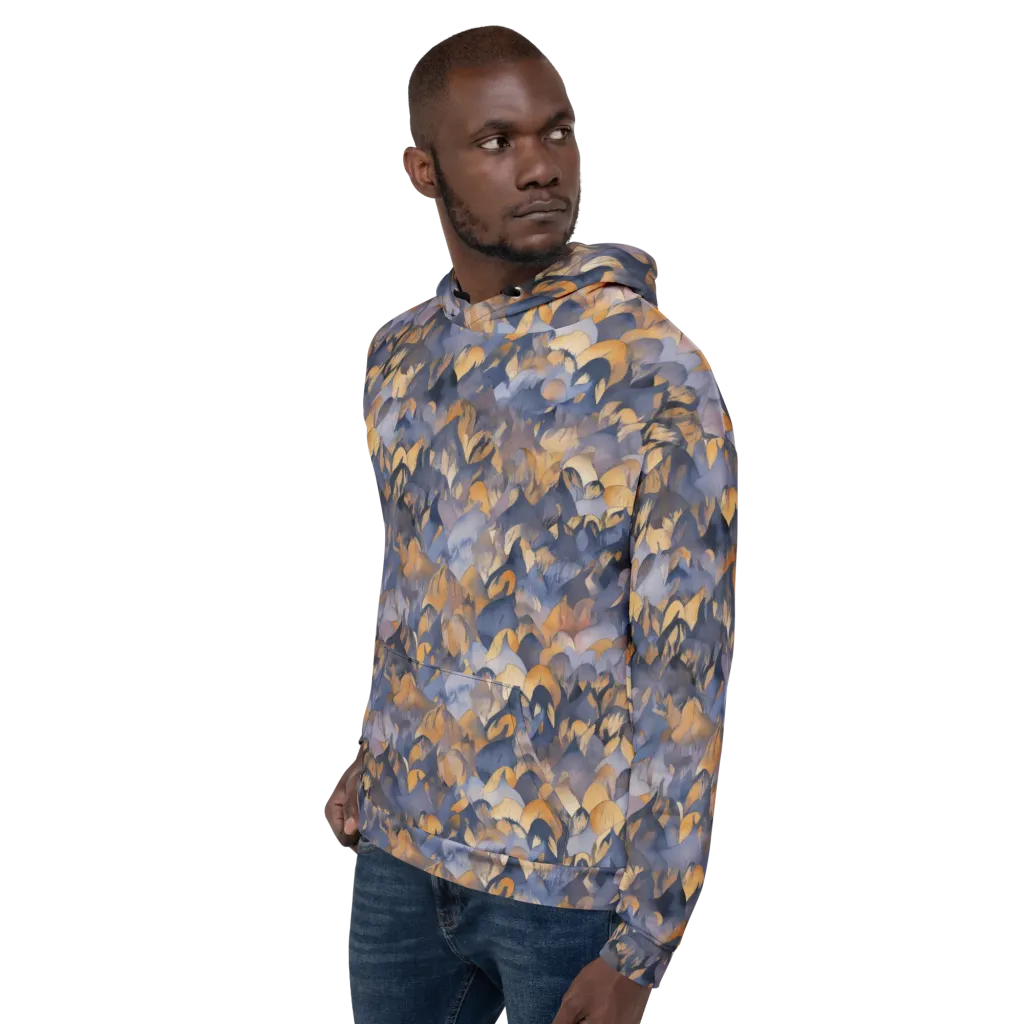 Indigo Petal Drift on Hoodie — Left