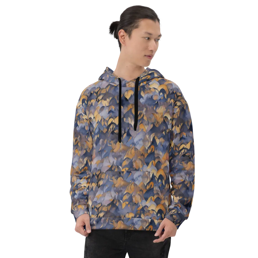 Indigo Petal Drift on Hoodie — Front